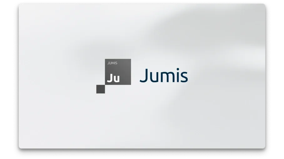 Jumis produkta logo uz uz balti pelēcīga fona